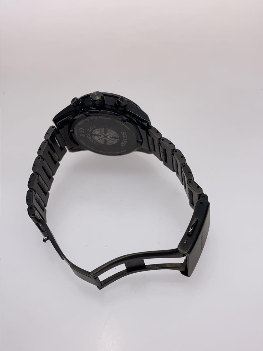 SEIKO◆ソーラー腕時計/アナログ/ステンレス/ブラック/黒/5X53-0AB0_画像4