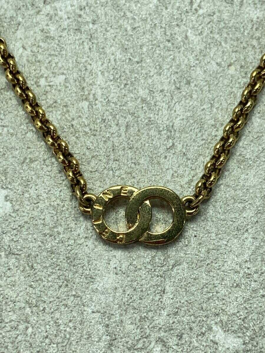 CELINE◆オールドセリーヌ/サークルロゴ/フランス製ネックレス/メッキ/GLD/トップ有/レディース/HH1