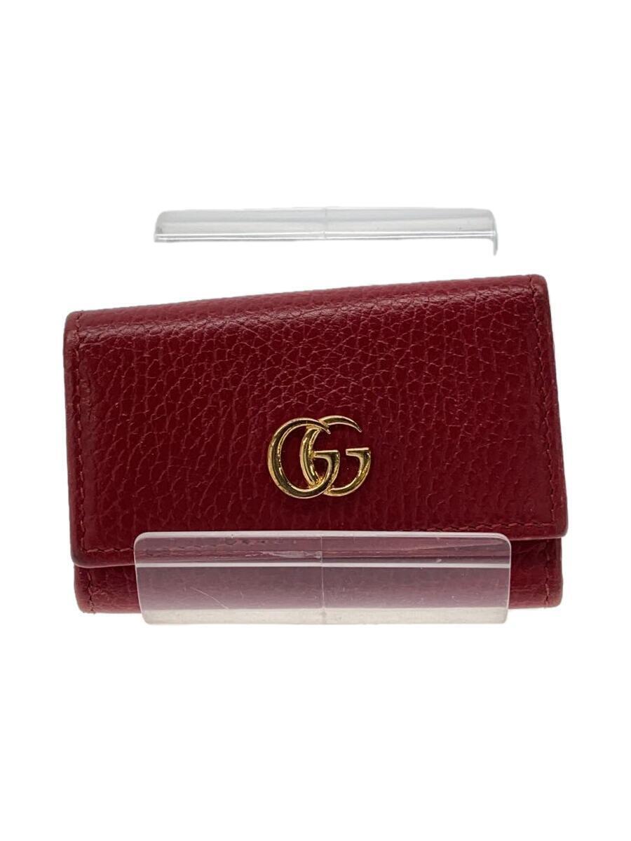 GUCCI◆キーケース/レザー/RED/レディース/456118/スレ汚れ有