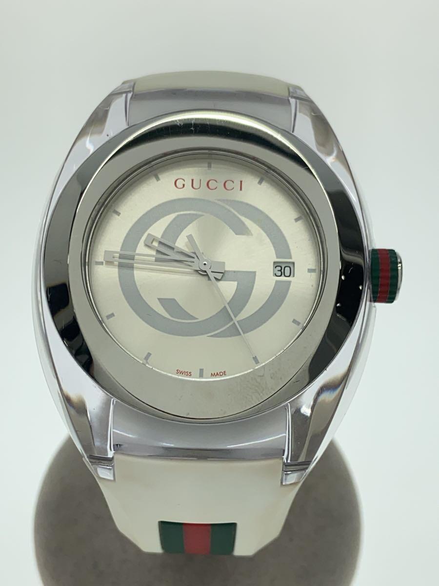 GUCCI◆クォーツ腕時計/アナログ/SLV/WHT/137.1_画像1