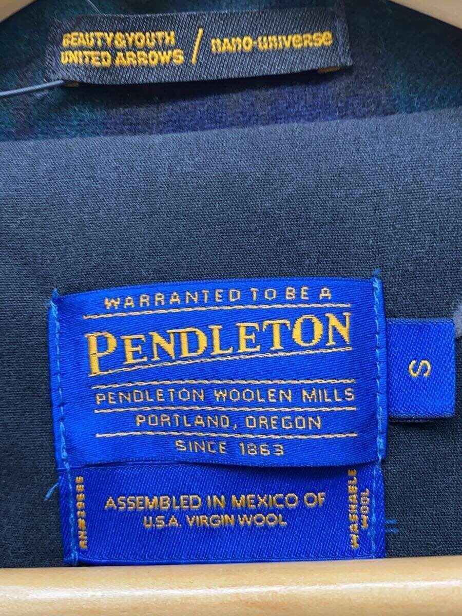 PENDLETON◆ネルシャツ/S/ウール/GRN/チェック_画像3