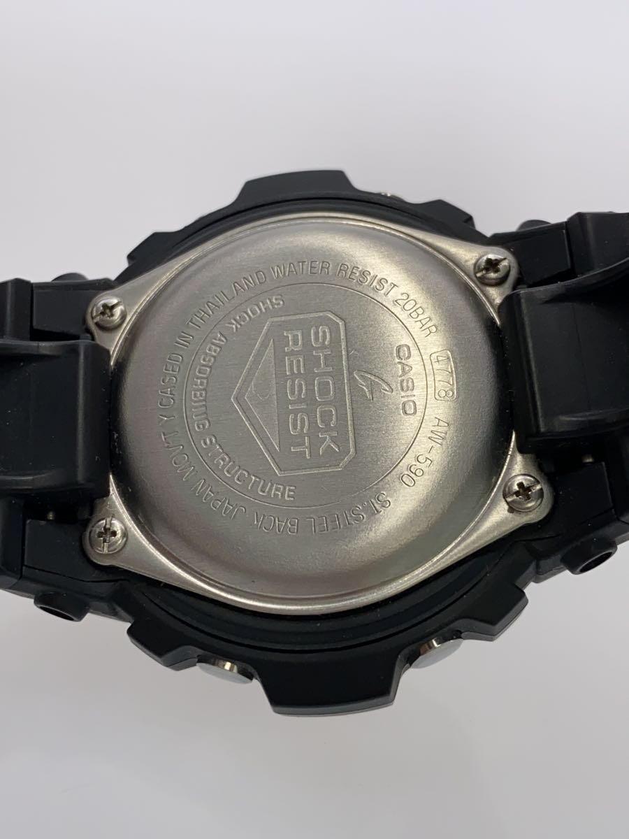 CASIO◆クォーツ腕時計・G-SHOCK/デジアナ/ブラック/AW-590BL-1AJF_画像3