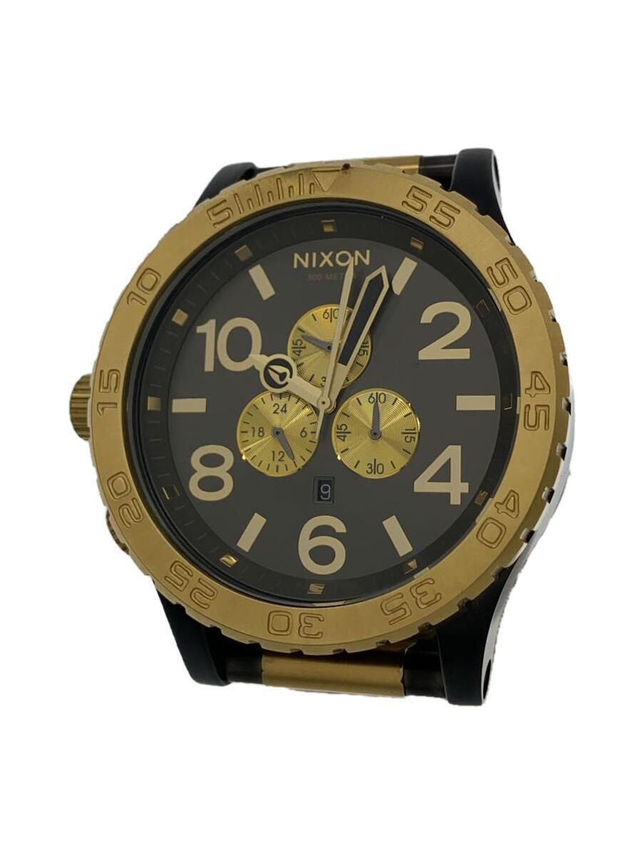 経典 NIXON◆クォーツ腕時計/アナログ/ステンレス/BLK/GLD/THE 51-30 CHRONO その他
