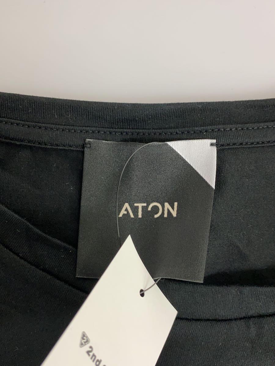 ATON◆Tシャツ/2/コットン/BLK/無地_画像3