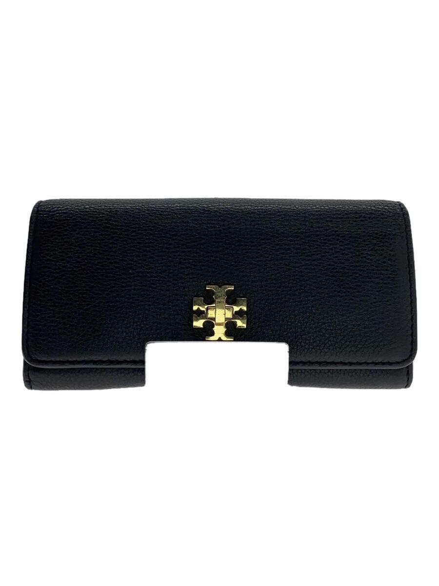 TORY BURCH◆長財布/レザー/BLK/レディース_画像1