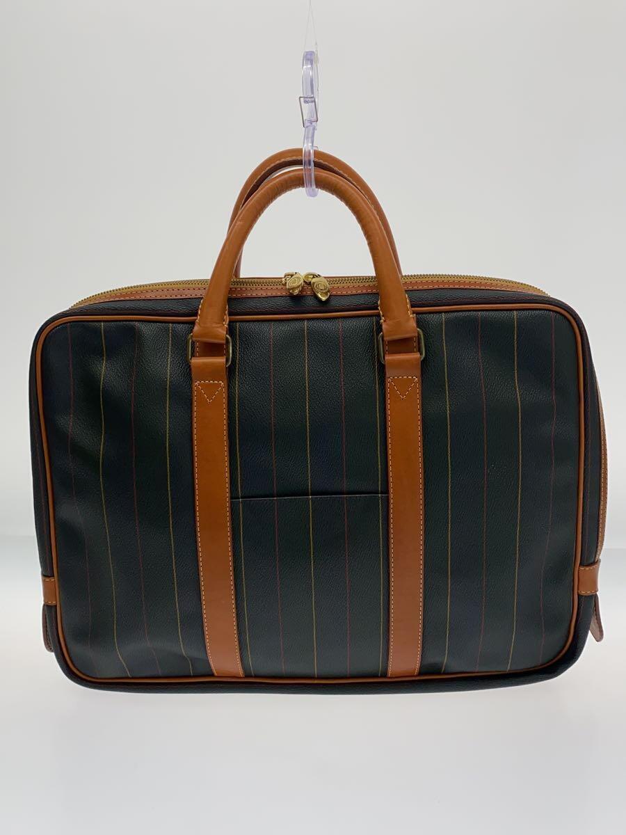 J.PRESS* briefcase /PVC/ green / stripe 