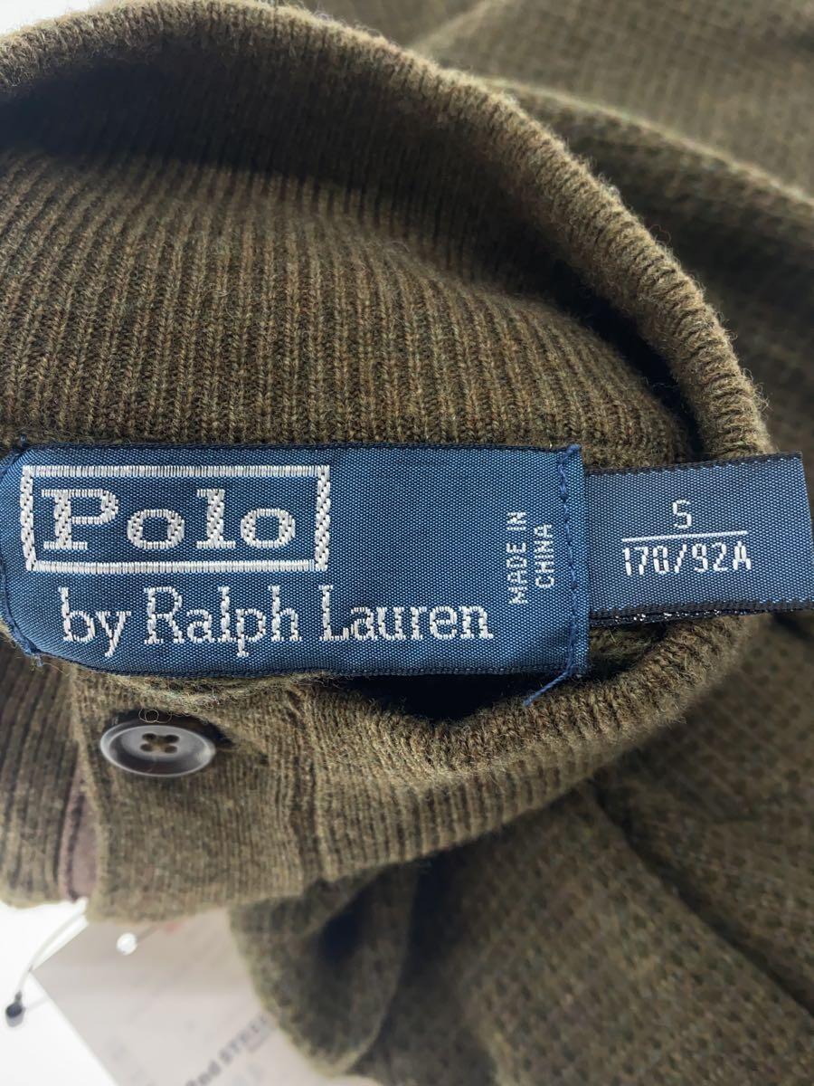 POLO RALPH LAUREN◆セーター(薄手)/S/コットン/KHK/無地/スウェード切替_画像3