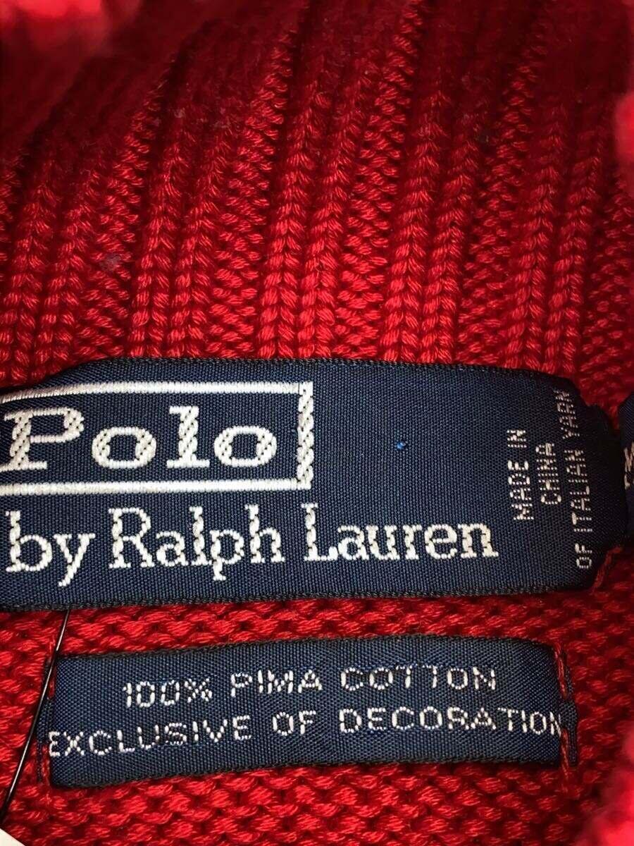 POLO RALPH LAUREN◆ポロラルフローレン/セーター(厚手)/M/コットン/レッド/エルボーパッチ_画像3