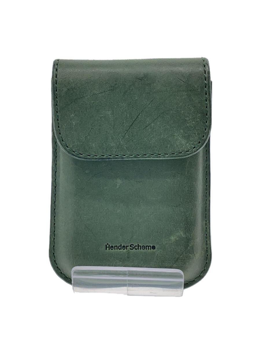 Hender Scheme◆flap card case/レザー/GRN/メンズ_画像1