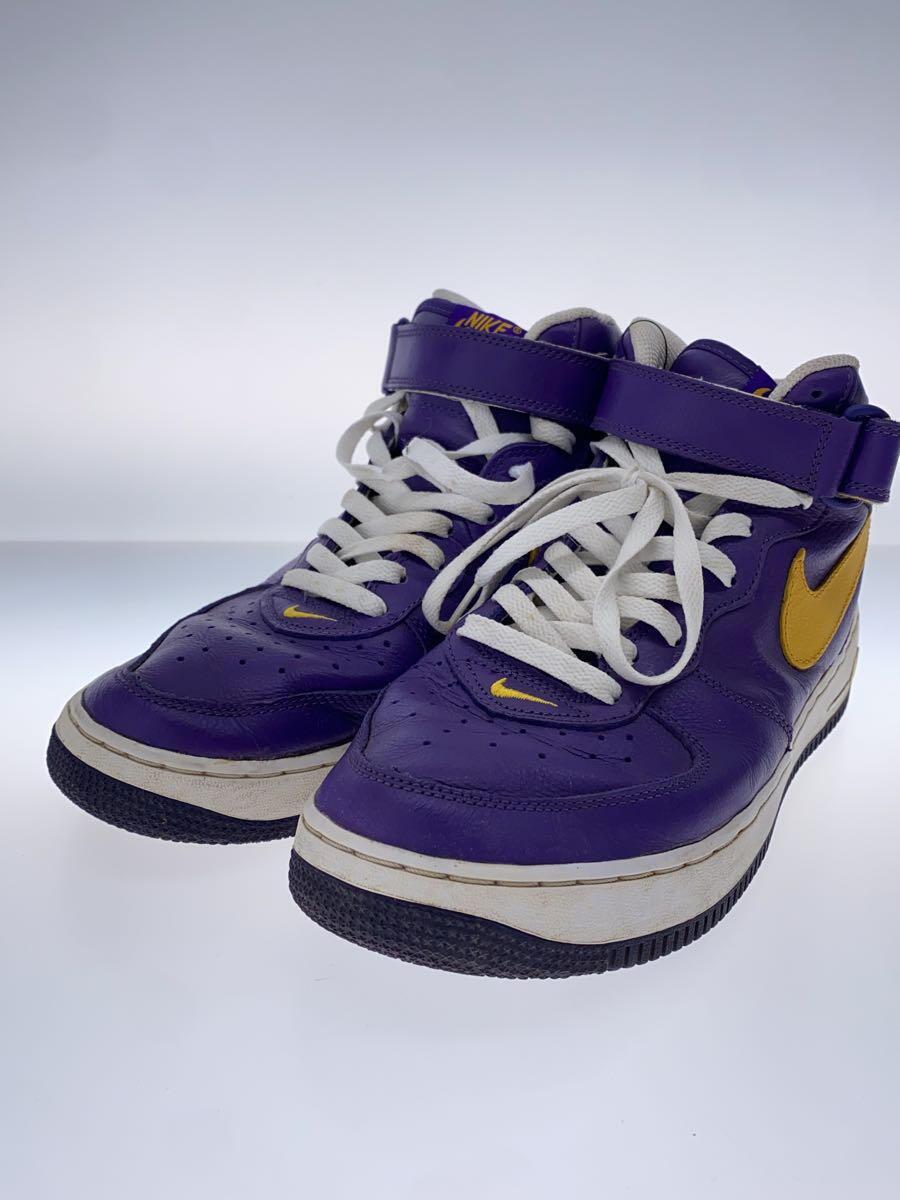 NIKE◆AIR FOCE ONE LAKERS/ハイカットスニーカー/28cm/PUP/レザー/306352 571 00_画像2