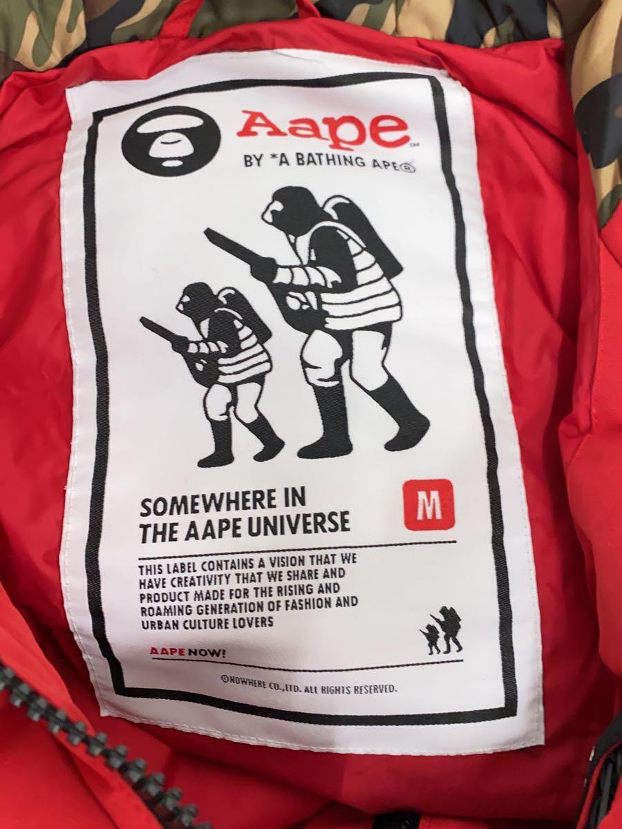 AAPE BY A BATHING APE◆ダウンジャケット/M/ナイロン/RED/無地/AAPDNM7298XXD_画像3