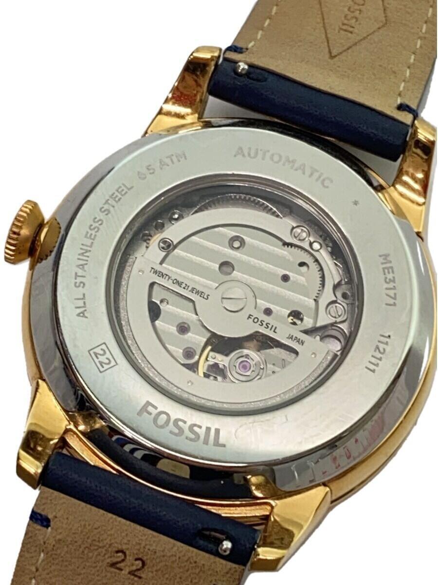 FOSSIL◆自動巻腕時計/アナログ/GLD/NVY/me3171 112111_画像3