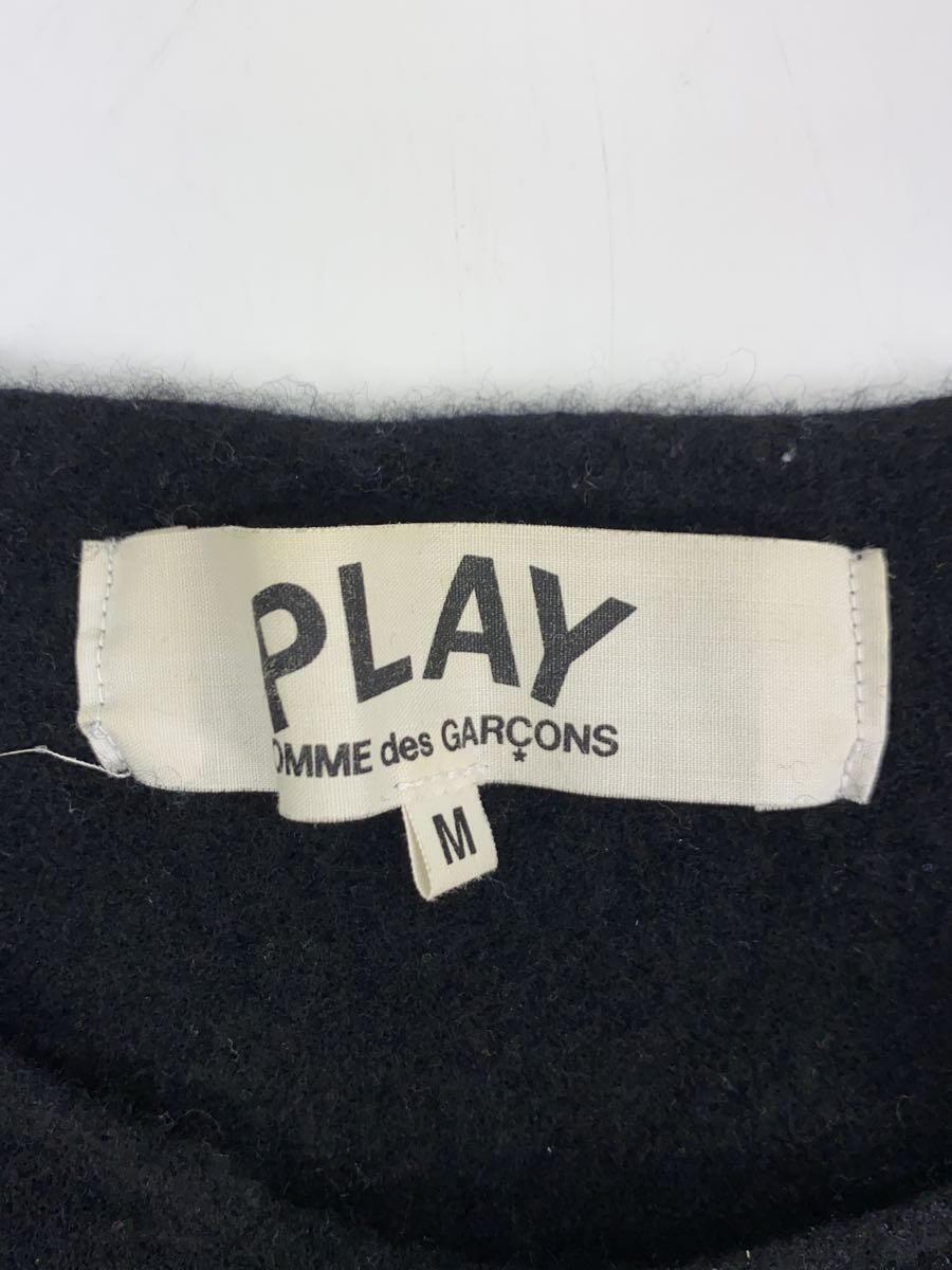 PLAY COMME des GARCONS◆KNIT SWEATER/セーター(薄手)/M/ウール/BLK/無地/AZ-N068_画像3