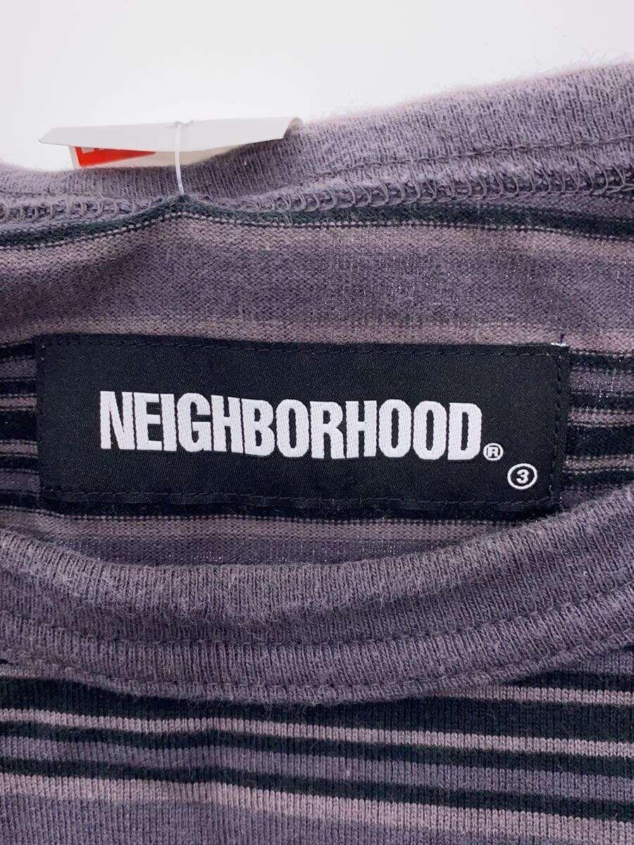 NEIGHBORHOOD◆長袖Tシャツ/M/コットン/GRY/ボーダー/212UWNH-CSM04/21AW/BAR/C-CREW.LS_画像3