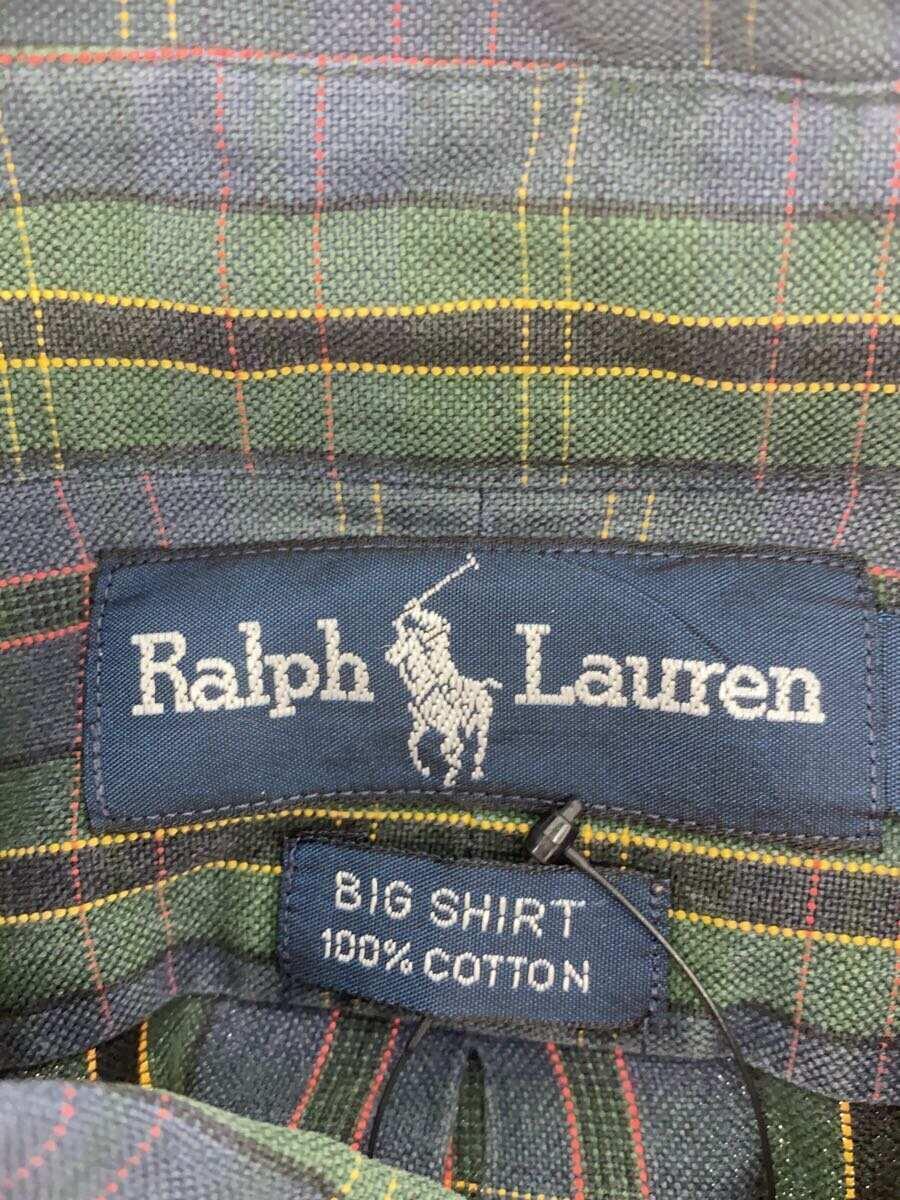 RALPH LAUREN◆長袖シャツ/L/コットン/GRN/チェック_画像3