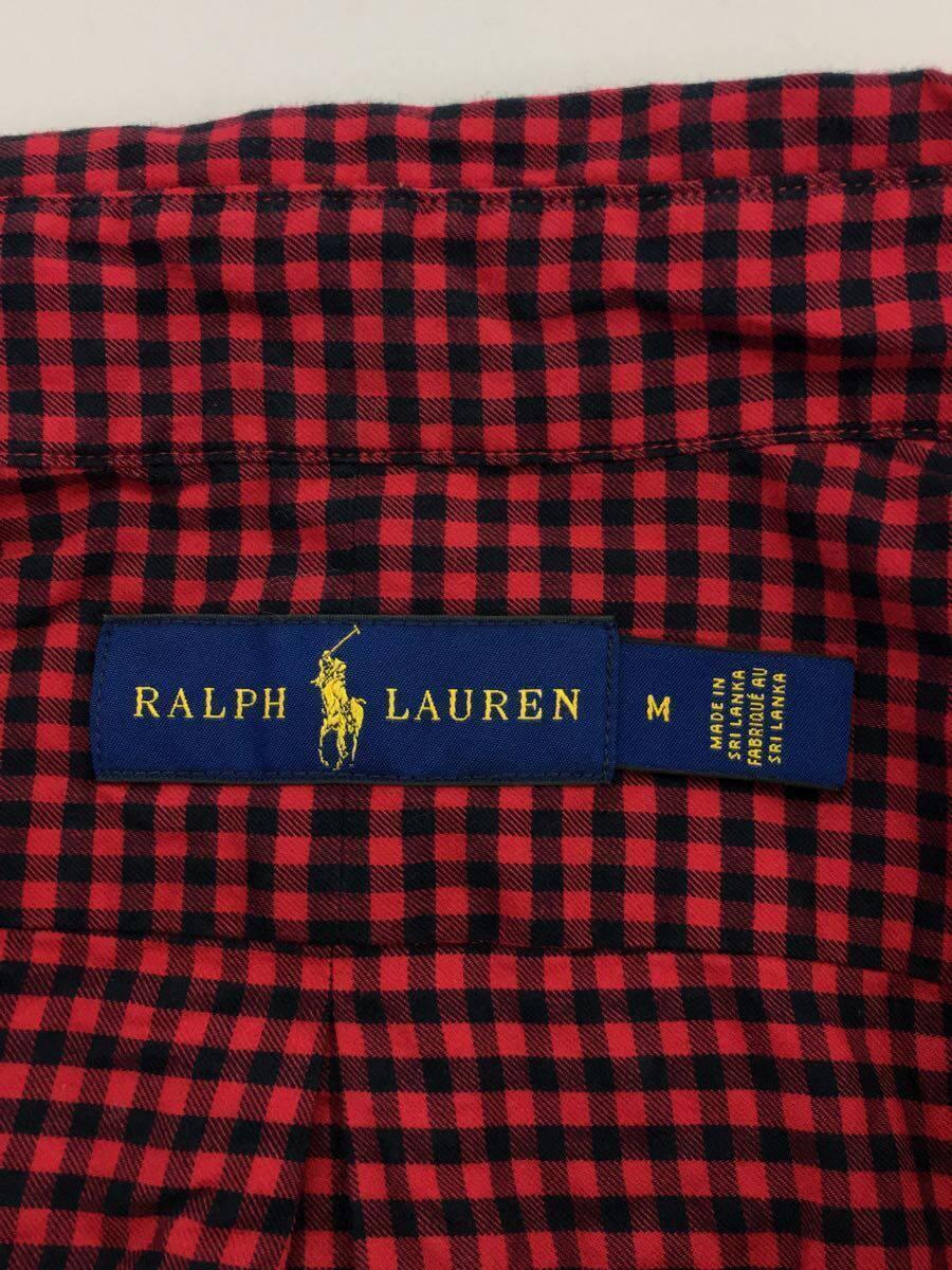 RALPH LAUREN◆長袖シャツ/M/コットン/RED/ギンガムCK//_画像3