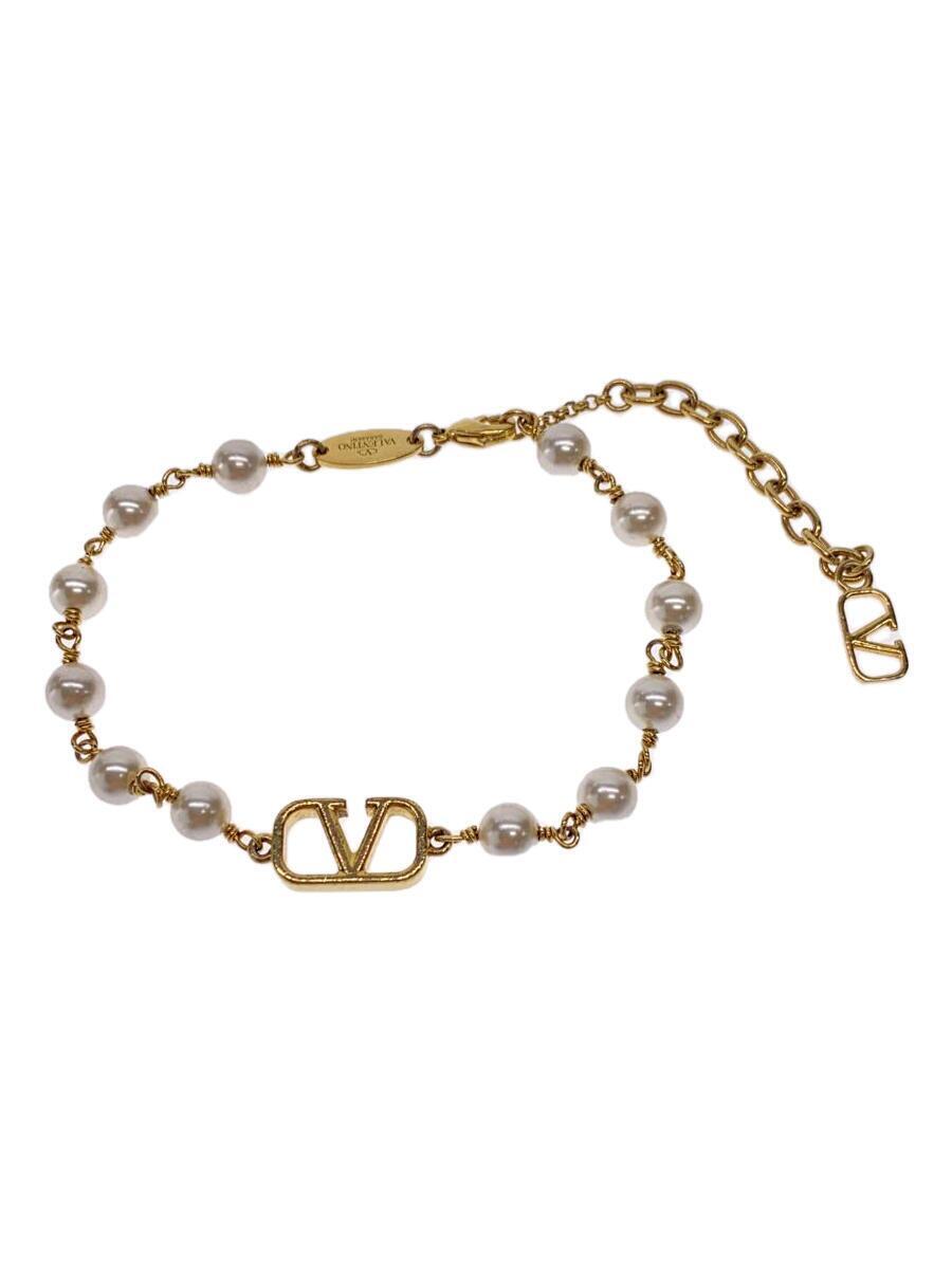 VALENTINO GARAVANI◆Vロゴ パールブレスレット/GLD/レディース