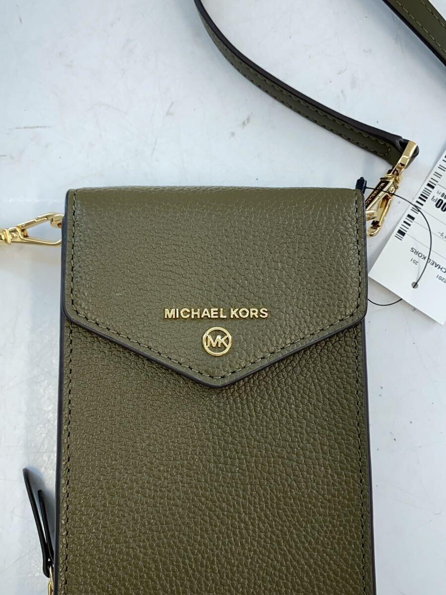 MICHAEL KORS◆コイン フォーン クロスボディ/ショルダーバッグ/レザー/カーキ/無地/32F1GT9C0L//_画像5