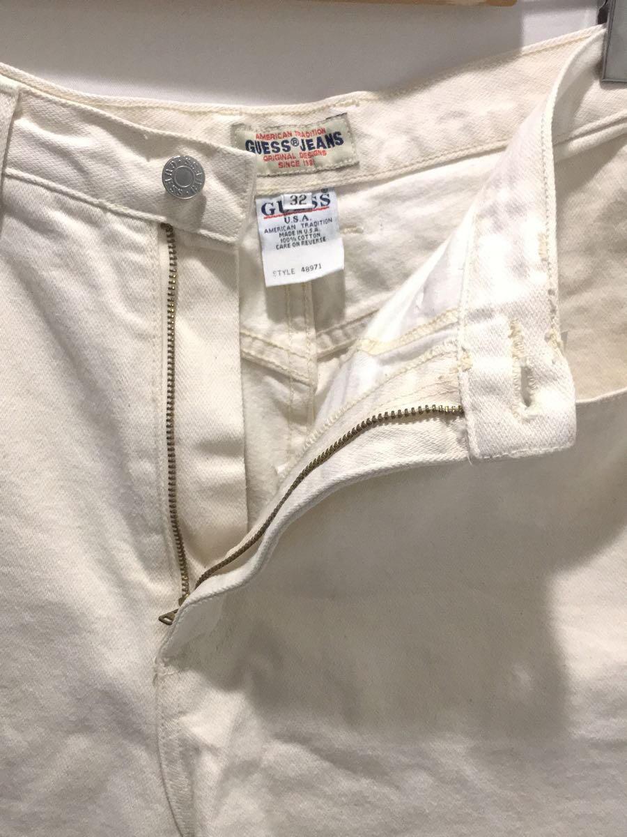 GUESS◆ショートパンツ/32/コットン/WHT/無地_画像3