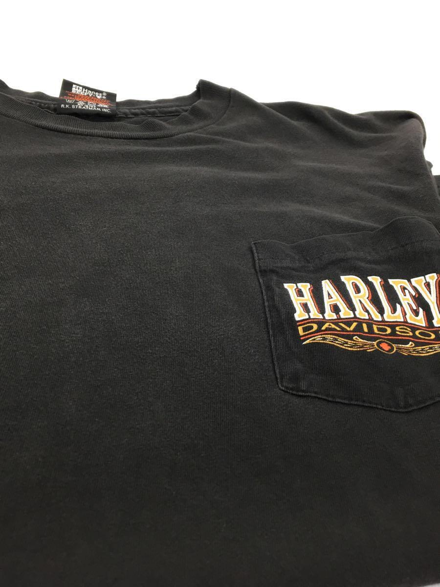 HARLEY DAVIDSON◆HanesT/ポケT/Tシャツ/XL/コットン/BLK/無地_画像6