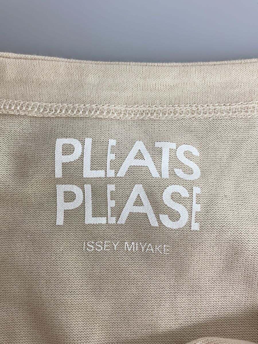 PLEATS PLEASE ISSEY MIYAKE◆Tシャツ/3/コットン/BEG/無地_画像3