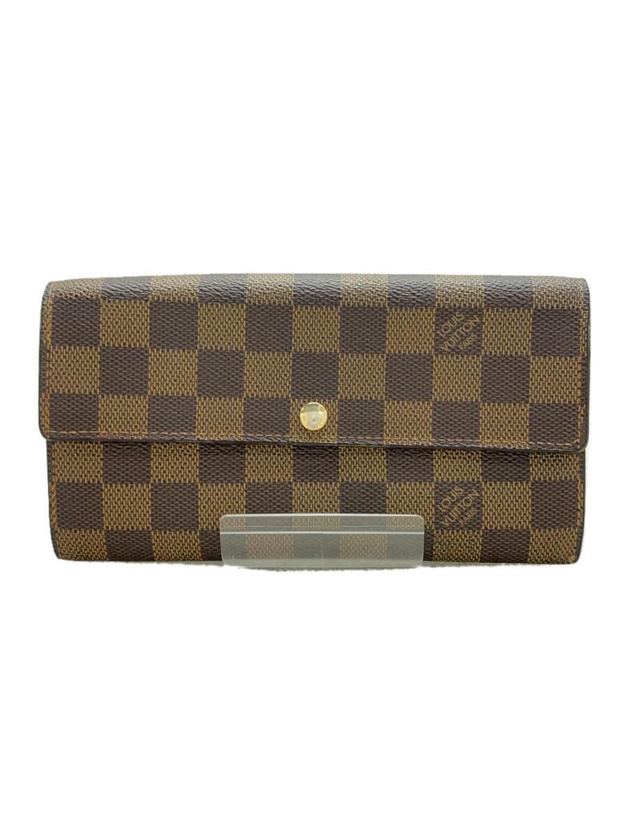 LOUIS VUITTON◆1)ポルト・フォイユ・サラ_ダミエ・エベヌ_BRW/PVC/BRW/レディース_画像1