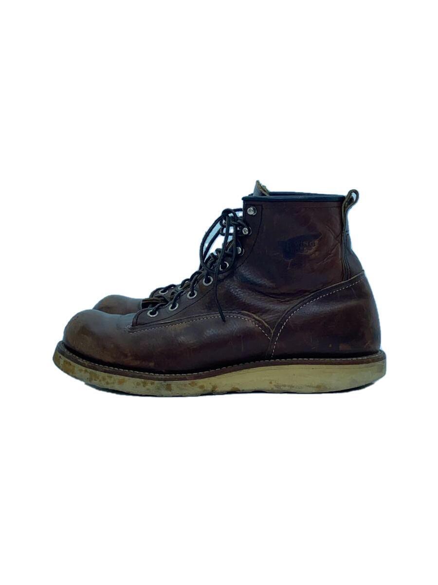 RED WING◆LINEMAN BOOTS/US8/BRW/レザー/2906/USA製_画像1