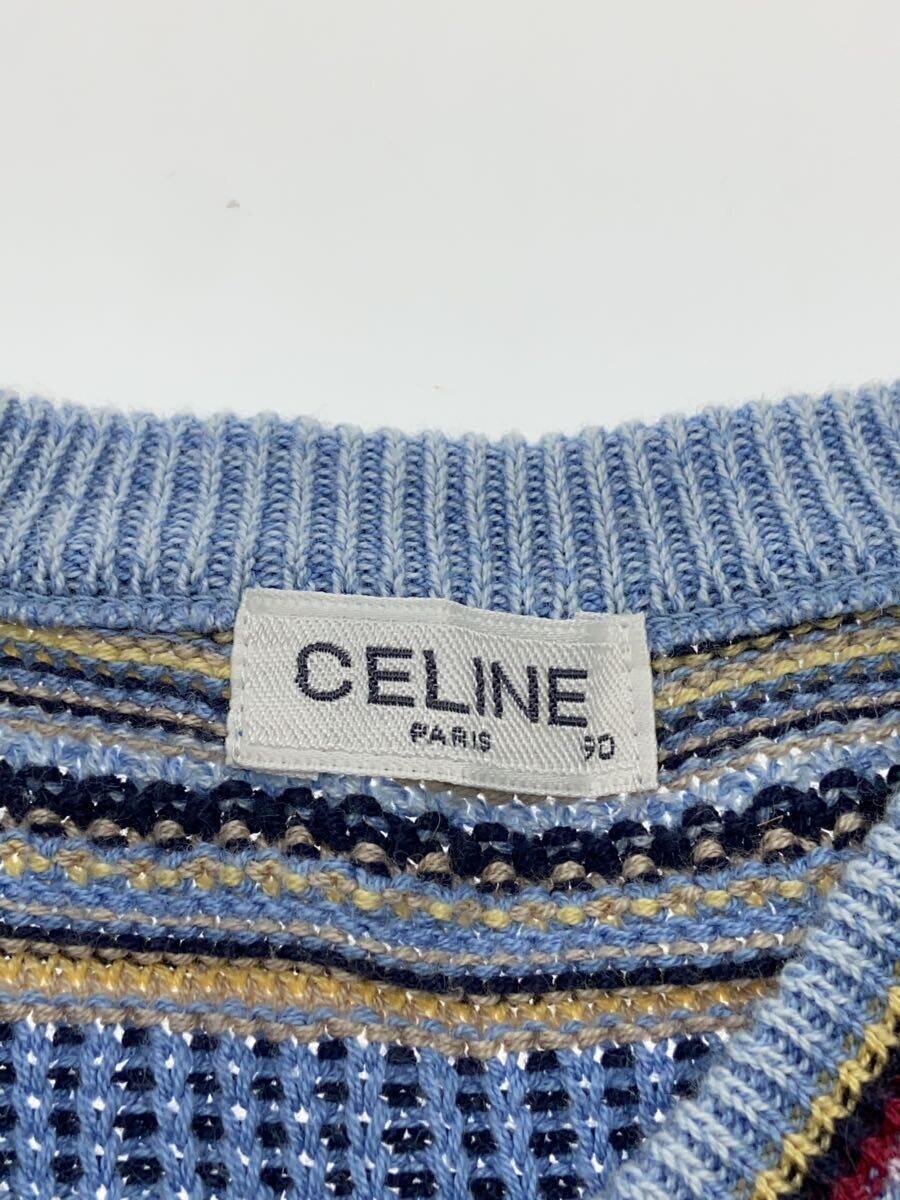 CELINE◆カーディガン/90cm/コットン/BLU/ボーダー_画像3