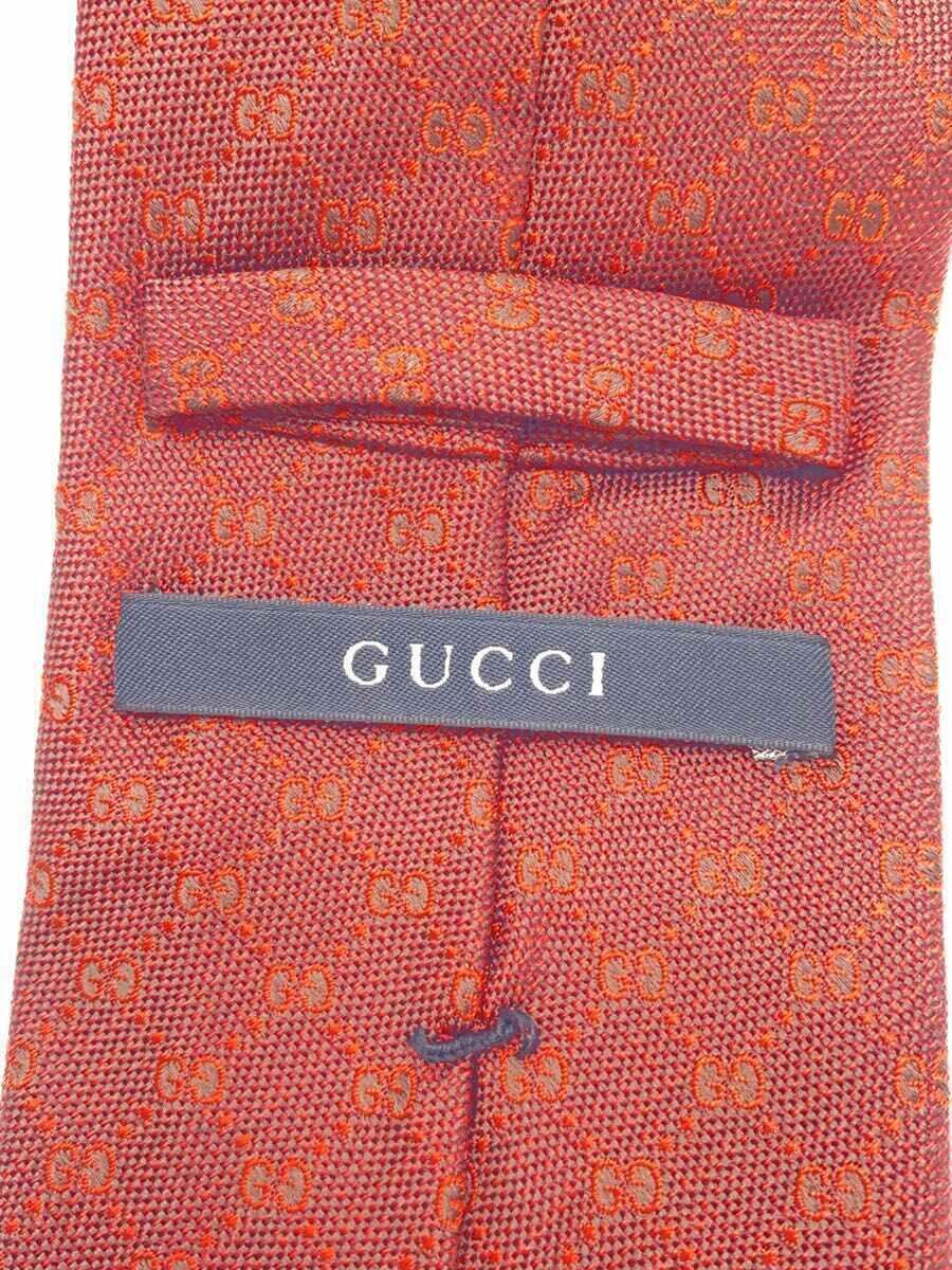 GUCCI◆GG柄/ネクタイ/シルク/RED/メンズ_画像3