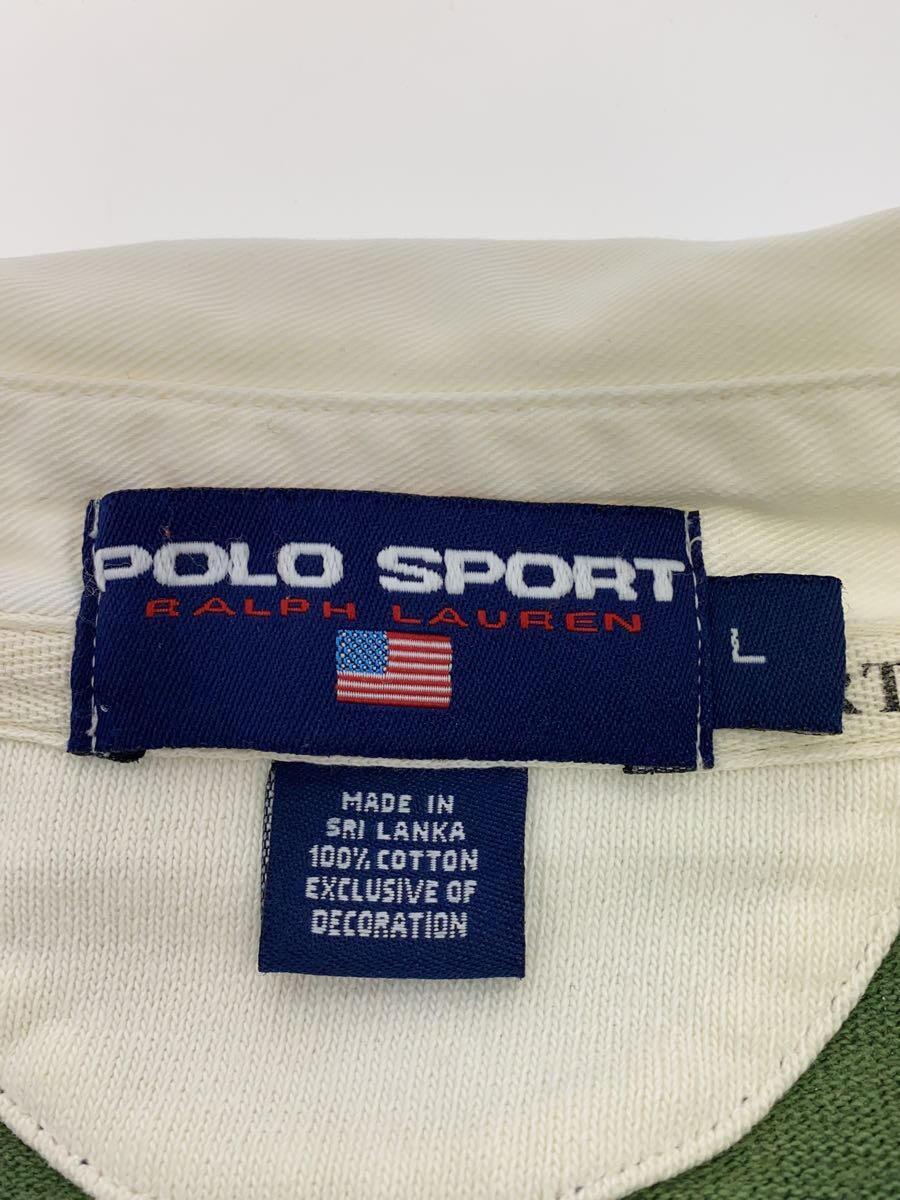 POLO SPORT◆バックナンバリング7/90s/ラガーシャツ/L/コットン/GRN/ボーダーゆるだぼ_画像3