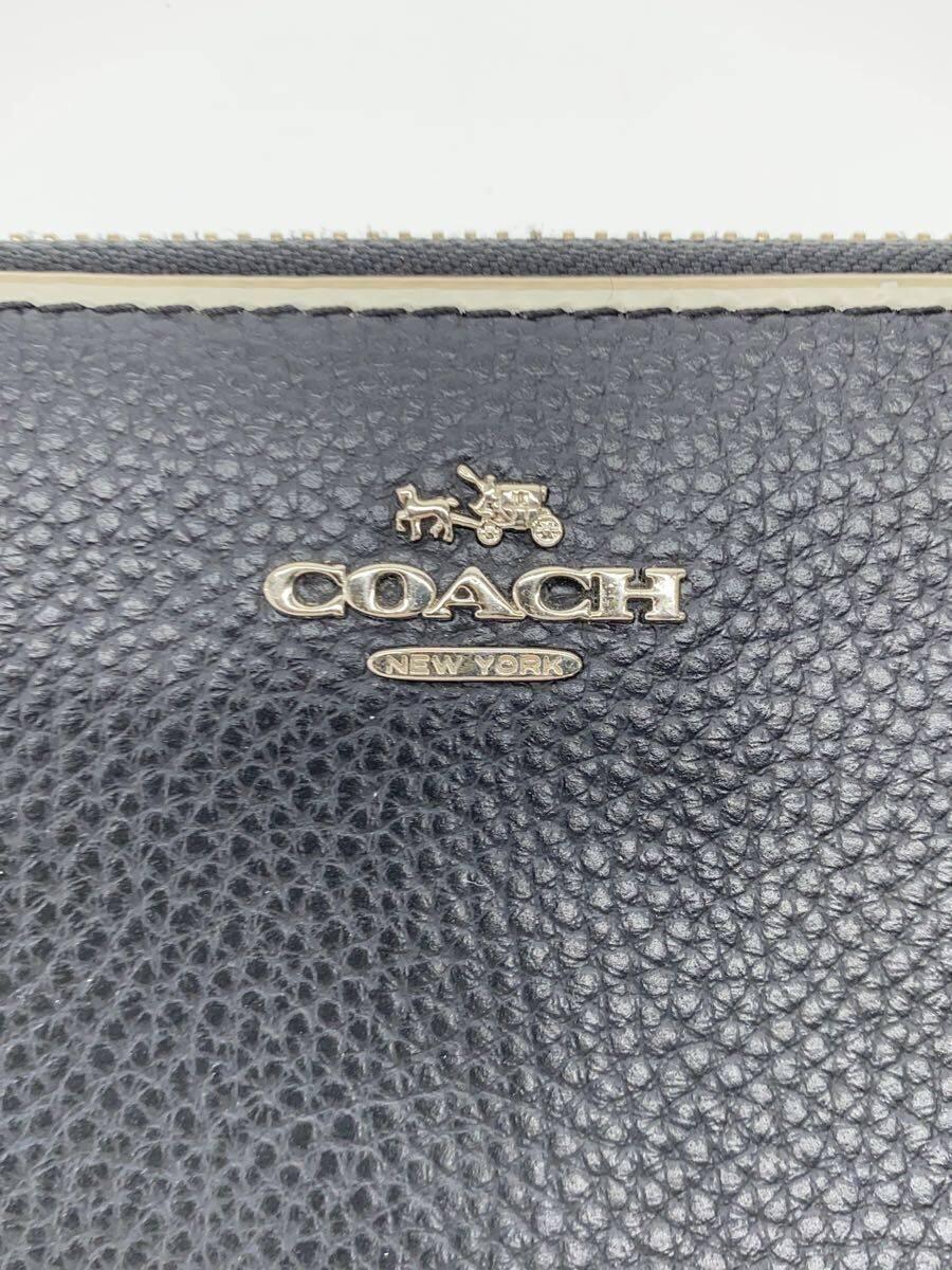 COACH◆長財布/レザー/BLK/無地/レディース/F12585_画像3