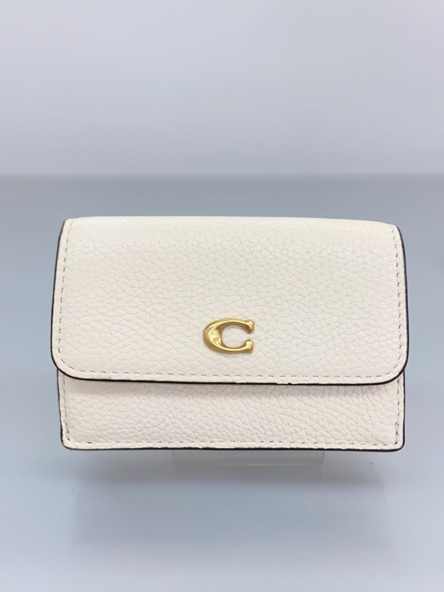 COACH◆3つ折り財布/レザー/WHT/無地/レディース/CM437_画像1