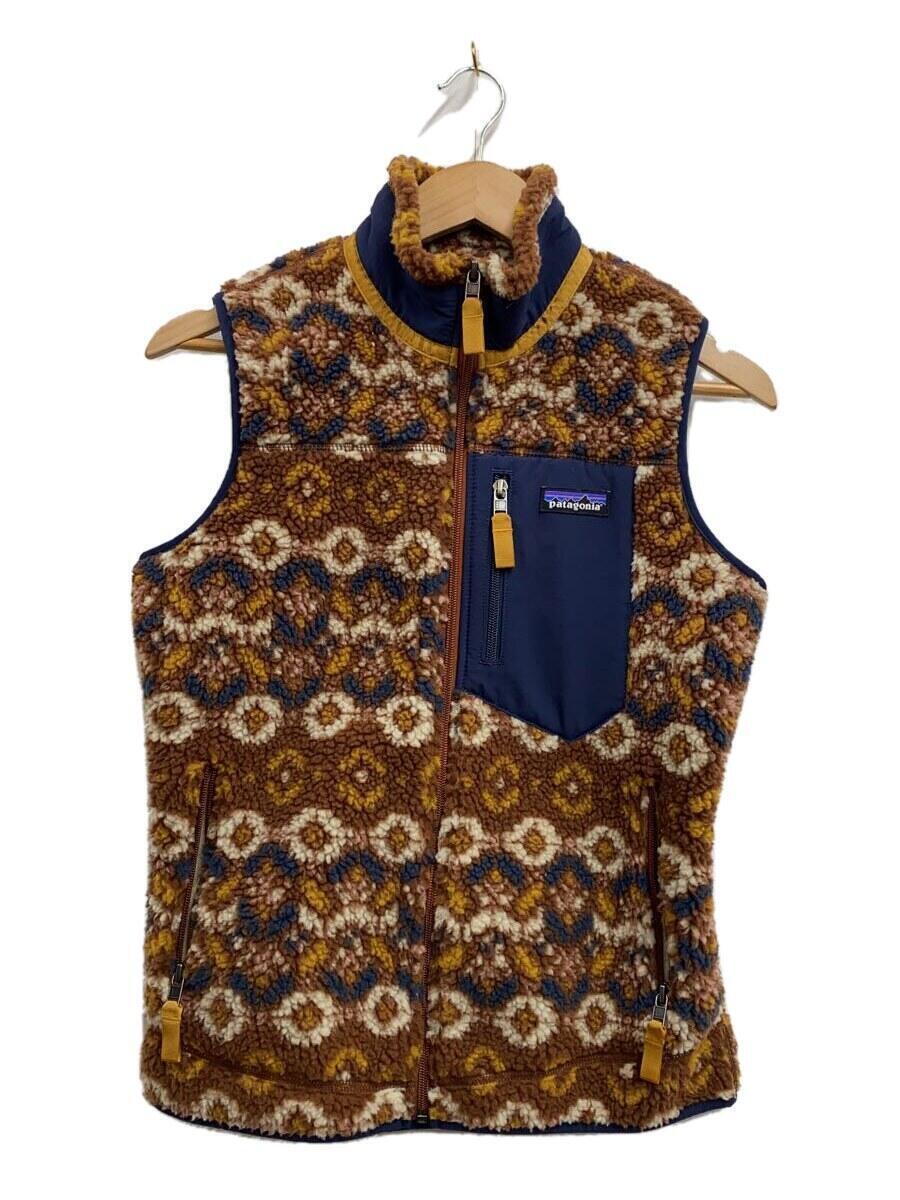 patagonia◆patagonia Classic Retro-X Vest/フリースベスト/XS/ポリエステル/BRW/総柄_画像1