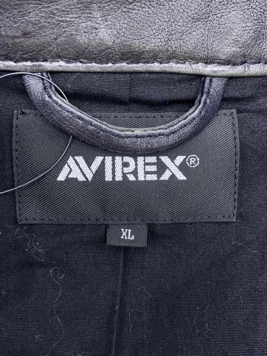 AVIREX◆レザージャケット・ブルゾン/XL/羊革/ブラック/6111048_画像3