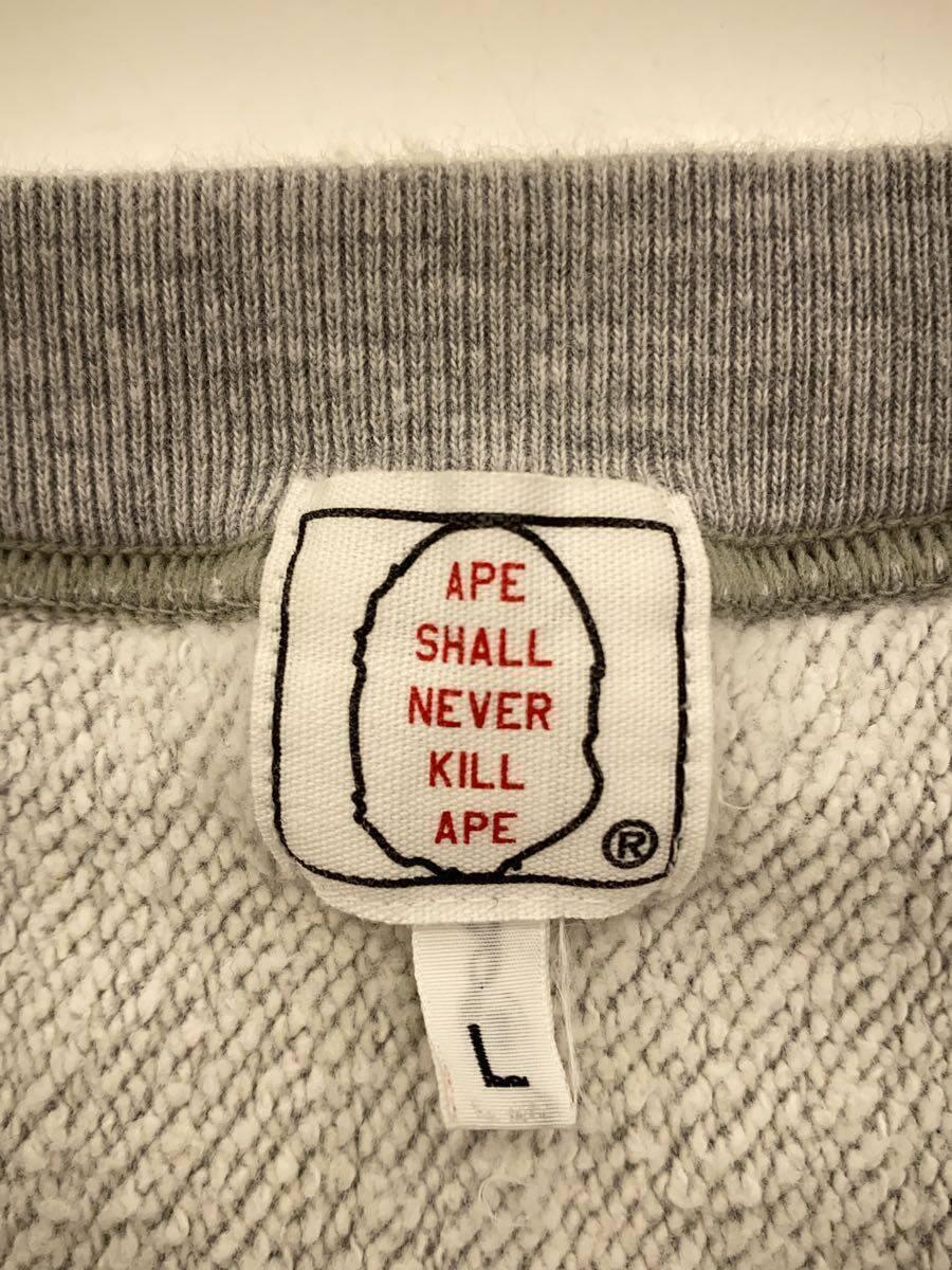 A BATHING APE◆ape shall never kill ape/スウェット/L/コットン/GRY_画像3