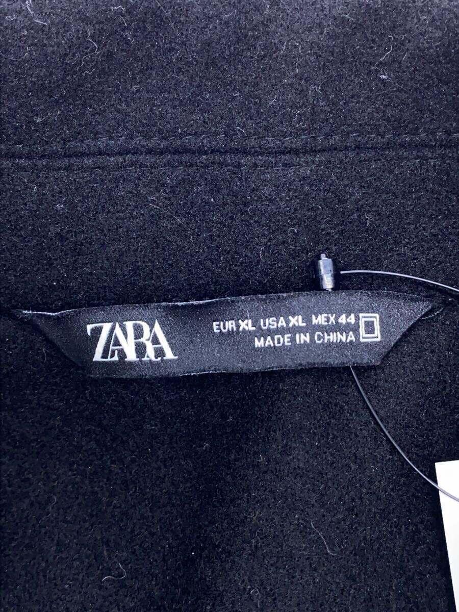 ZARA◆チェスターコート/XL/ポリエステル/BLK_画像3