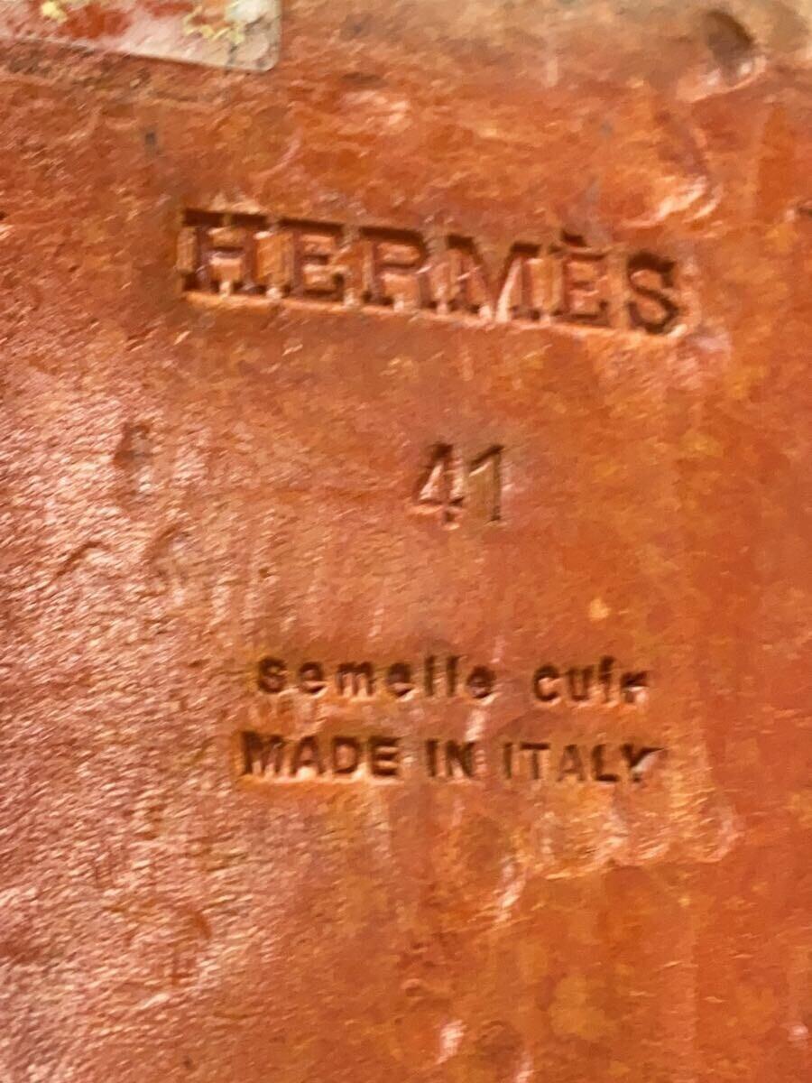 HERMES◆ドレスシューズ/41/BRW/レザー/MADE IN ITALY/イタリア製/ストレートチップ/茶色/靴_画像5