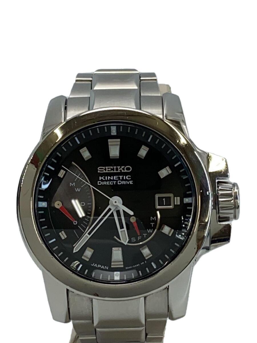 SEIKO◆クォーツ腕時計/アナログ/ステンレス/BLK/SLV/SAGG007_画像1