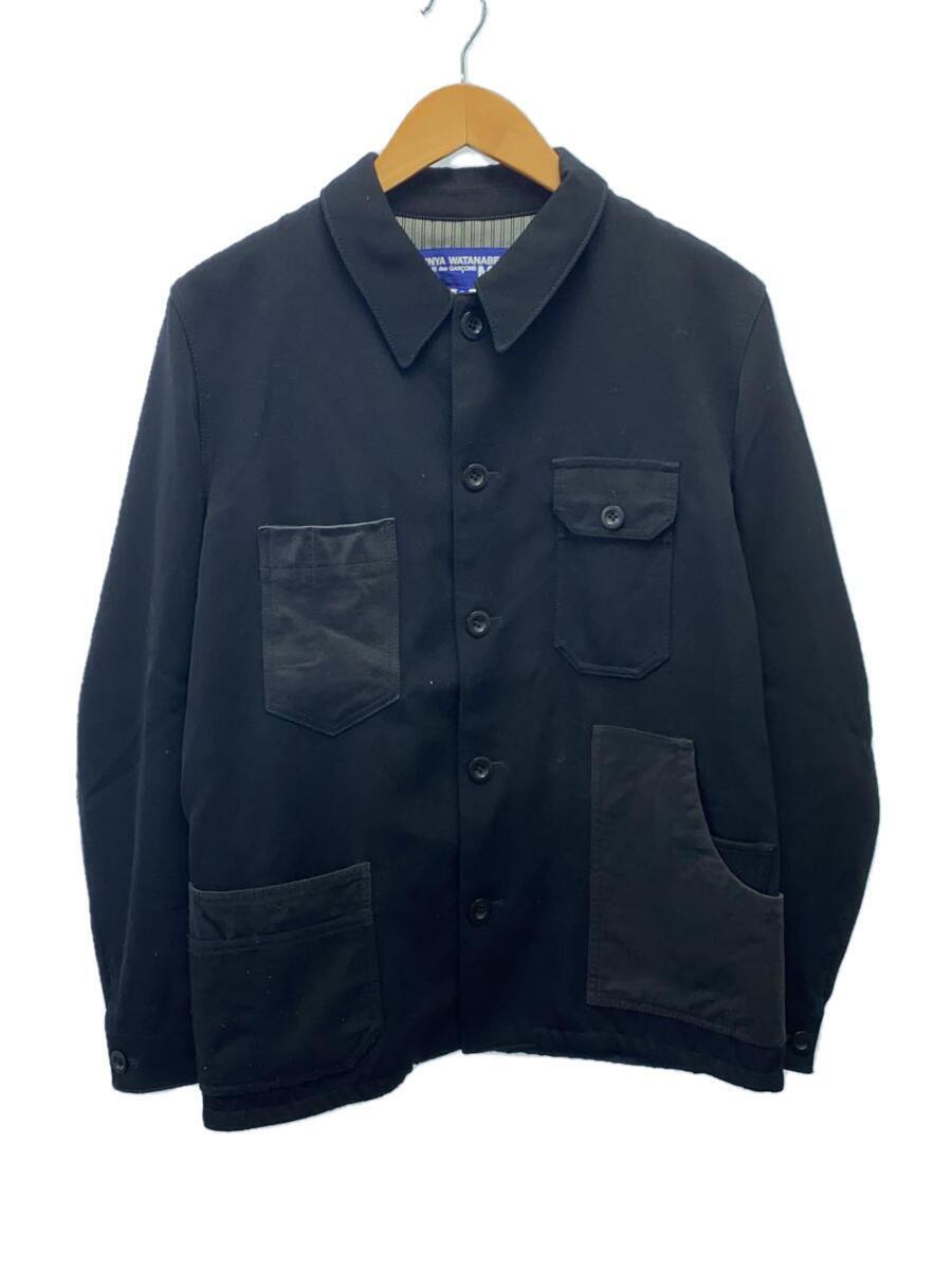 JUNYA WATANABE COMME des GARCONS MAN◆カウレザーポケットウールカバーオール/S/ウール/BLK/無地/WP-J403_画像1