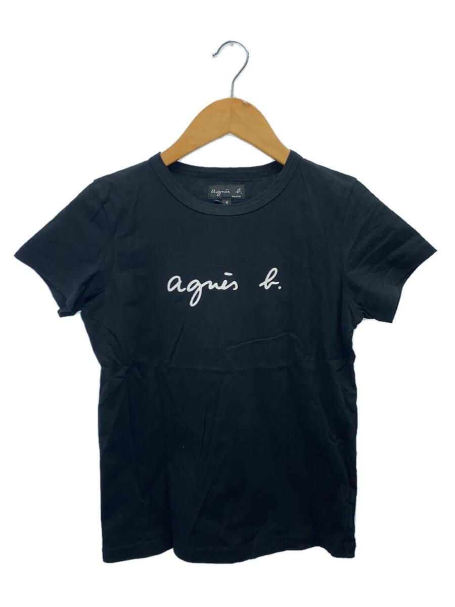 agnes b.◆ロゴプリントTシャツ/1/コットン/ブラック/EA72S137_画像1