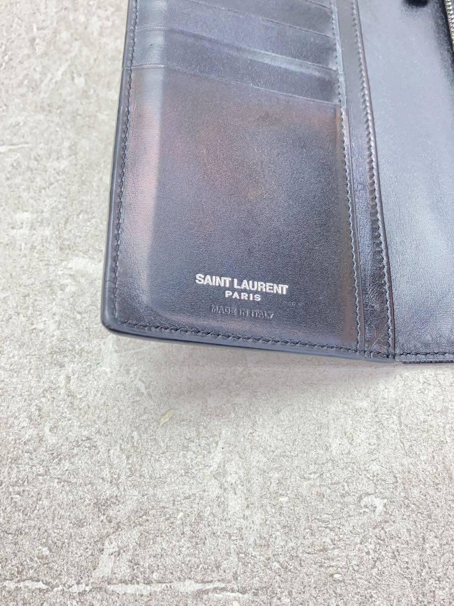 SAINT LAURENT◆長財布/レザー/BLK/無地/メンズ/522981_画像3