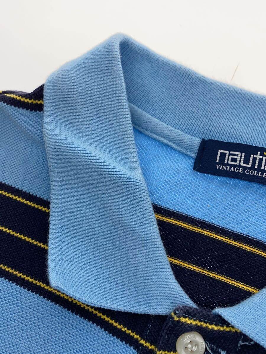 NAUTICA◆ポロシャツ/M/コットン/BLU/ボーダー/212-1290_画像6