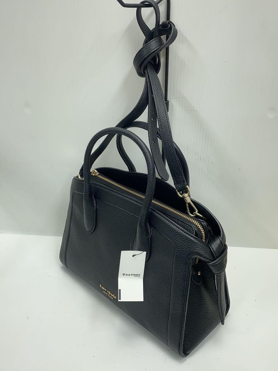 kate spade new york◆2WAY/サッチェルバッグ/トートバッグ/レザー/BLK/無地_画像2