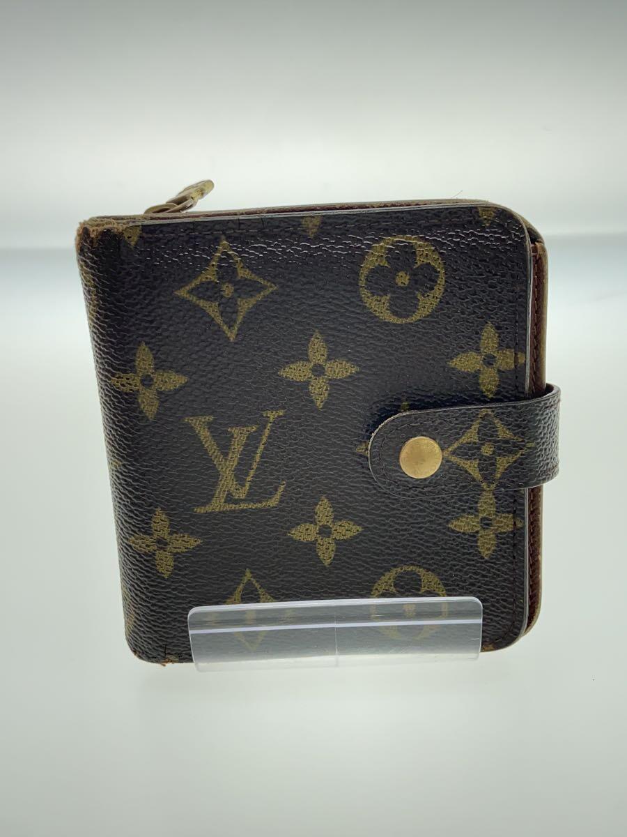 LOUIS VUITTON◆コンパクト・ジップ_モノグラム・キャンバス/PVC/ブラウン/モノグラム_画像1