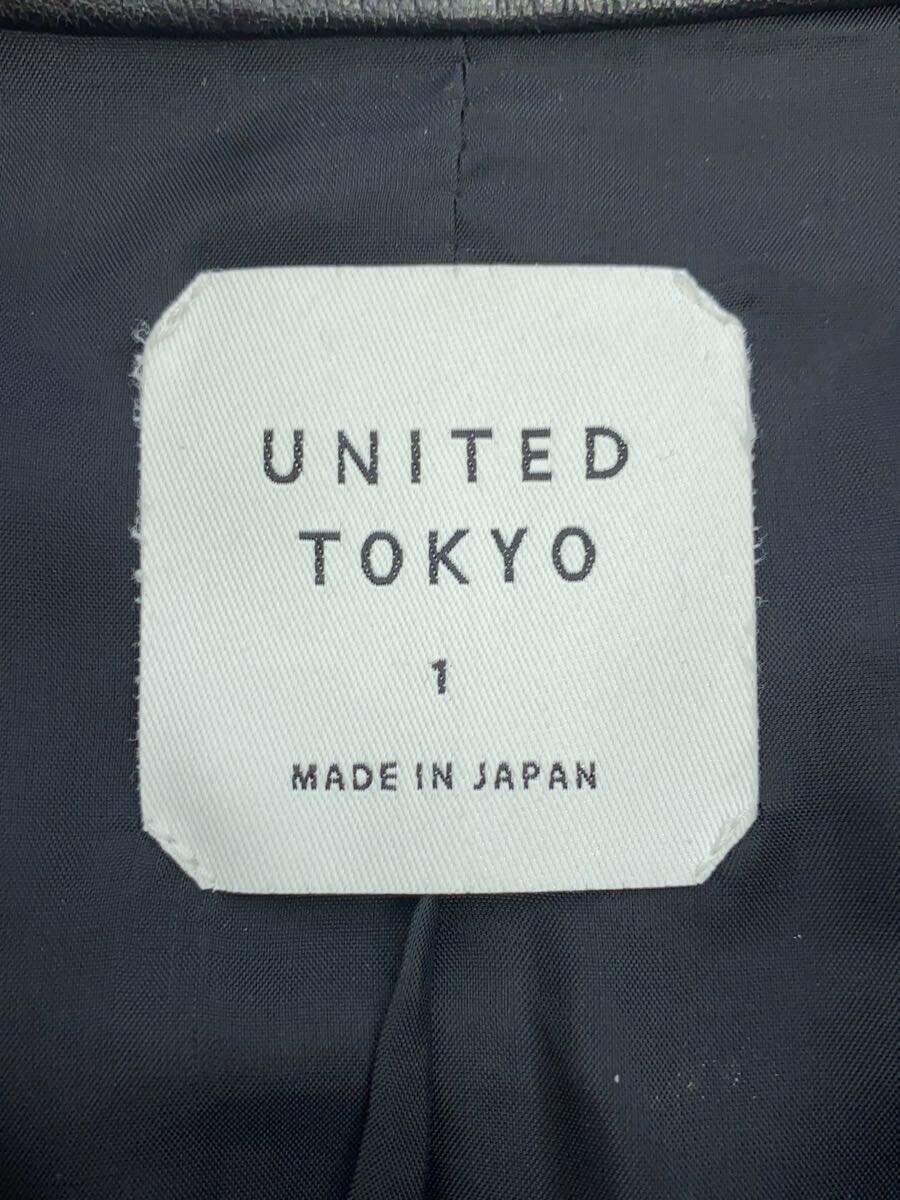 UNITED TOKYO◆シングルライダースジャケット/1/羊革/BLK/無地/407352013_画像3