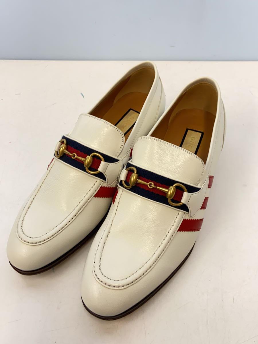 GUCCI◆ローファー/US9/WHT/レザー/702283/ビットローファー_画像2