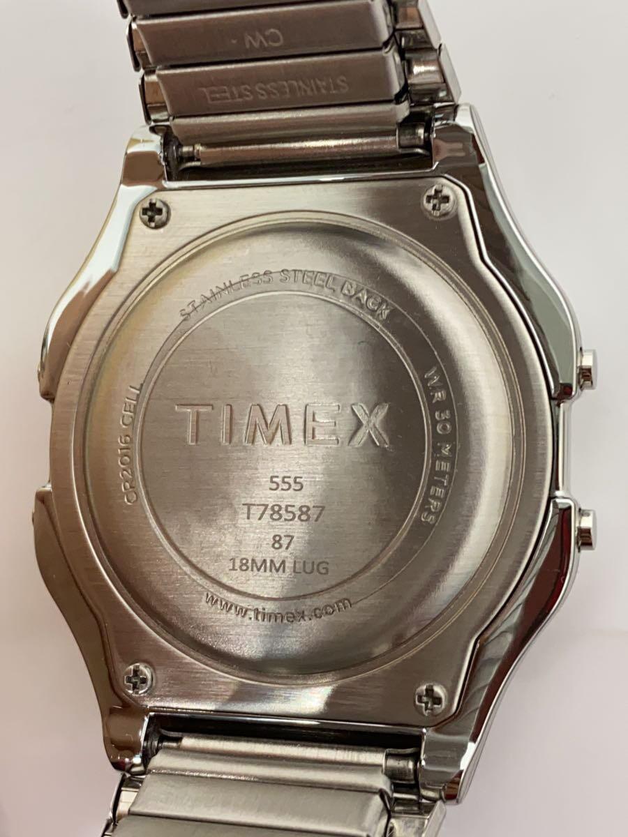 TIMEX◆クォーツ腕時計/デジタル/ステンレス/BLK/SLV/SS/T78587JP_画像7