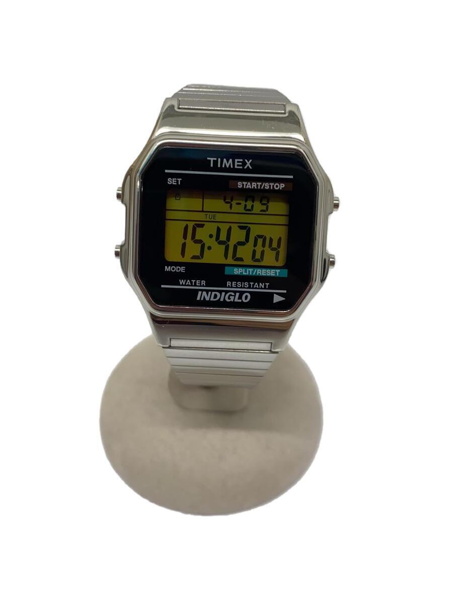TIMEX◆クォーツ腕時計/デジタル/ステンレス/BLK/SLV/SS/T78587JP_画像1