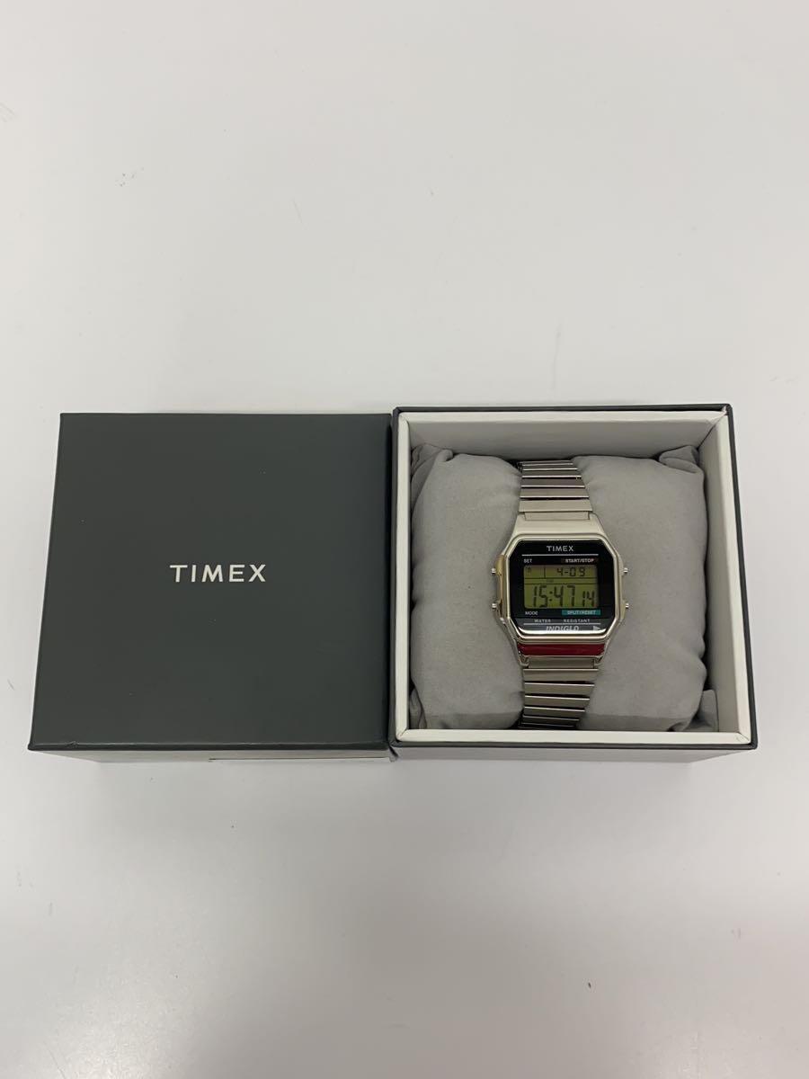 TIMEX◆クォーツ腕時計/デジタル/ステンレス/BLK/SLV/SS/T78587JP_画像9