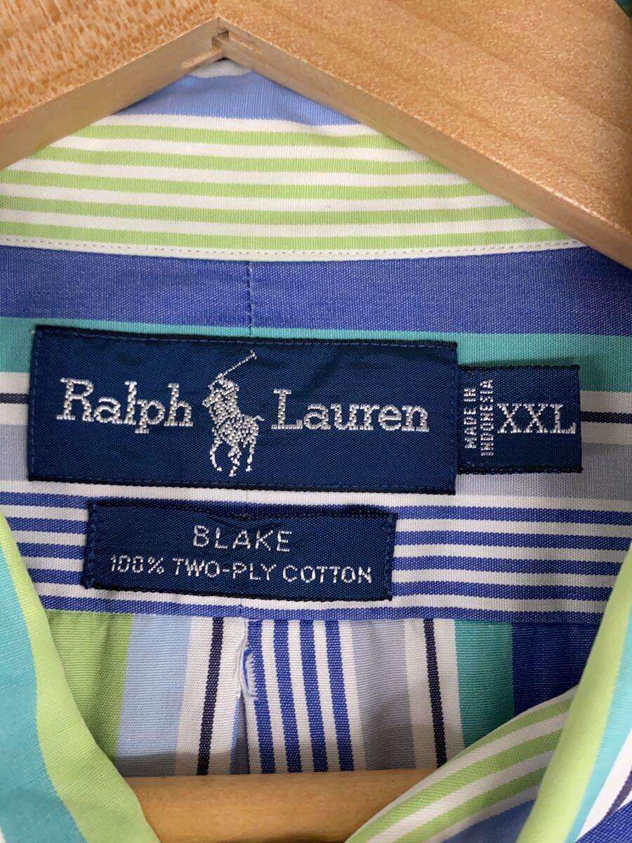 POLO RALPH LAUREN◆刺繍タグ/90s/インドネシア製/BLAKE/XXL/コットン/GRN/ストライプ//_画像3